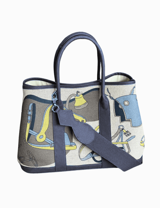 Austin Blaze Small Printed Linen Leather Tote