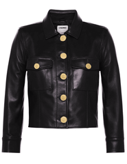 PRE-ORDER-L'AGENCE Kumi Cropped Leather Jacket in Black