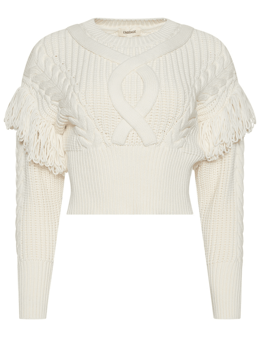 PRE-ORDER-L'AGENCE Ottavia Lace Back Pullover in Ivory