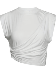 Simkhai Estelle Stretch Jersey Crop Top in White