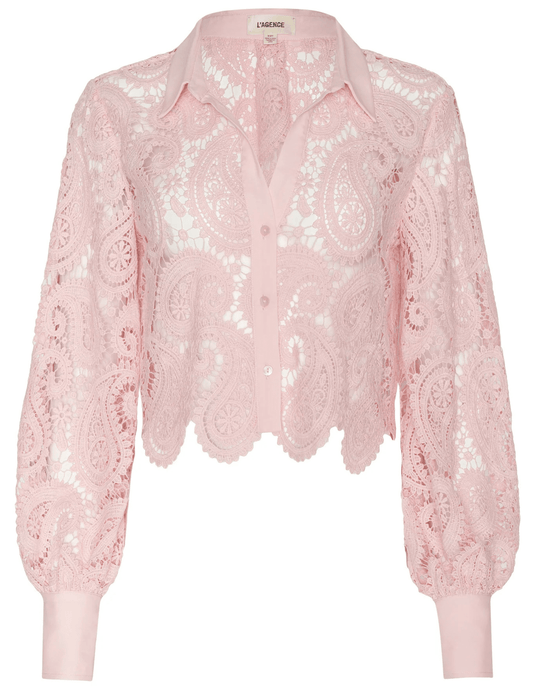 L'Agence Odelia Cropped Lace Blouse