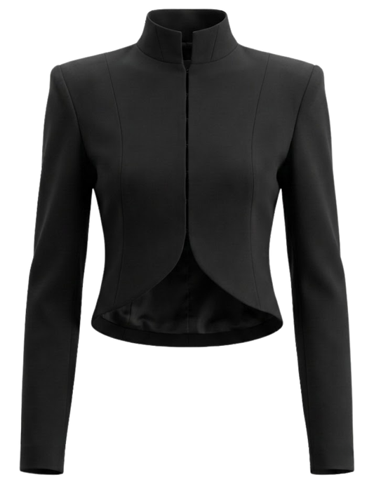 PRE-ORDER-Giuseppe Di Morabito Cropped Curved Hem Blazer in Black