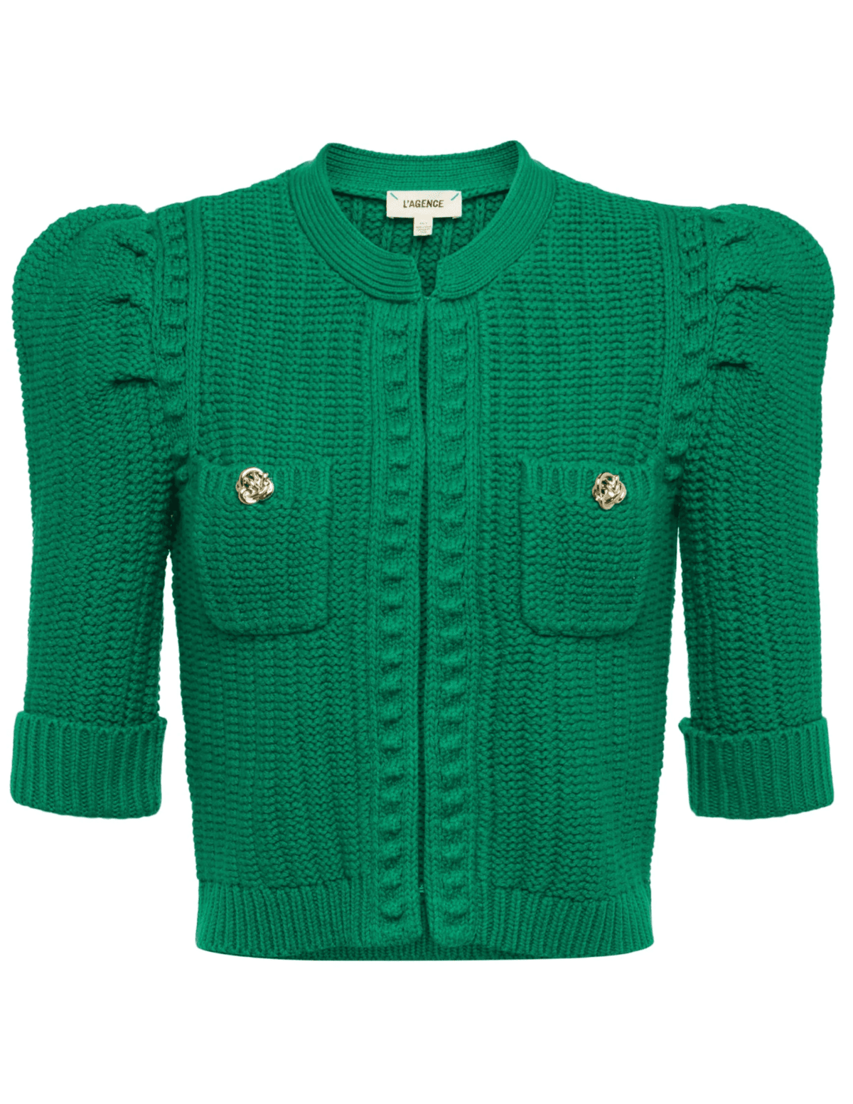 L'AGENCE Delilah Cropped Textured Cardigan
