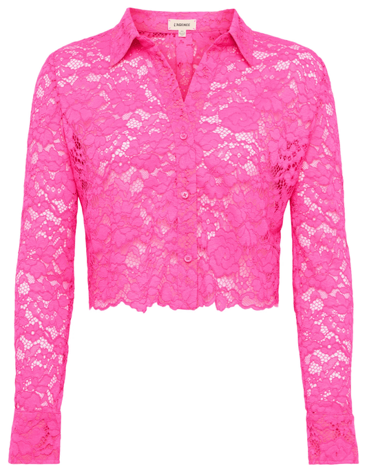 PRE-ORDER-L'Agence Akemi Lace Cropped Blouse