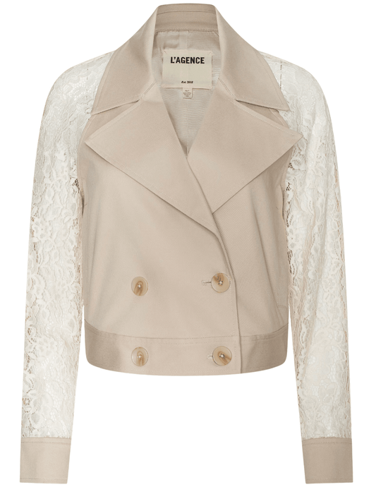 L'Agence - PRE-ORDER-L'AGENCE Novelle Lace Trench in Biscuit - Buy Online