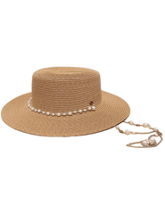 St. Barths La Robe Straw Pearl Chain Sun Hat