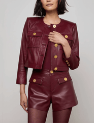 L'Agence - L'AGENCE Deidra Collarless Leather Jacket - Buy Online