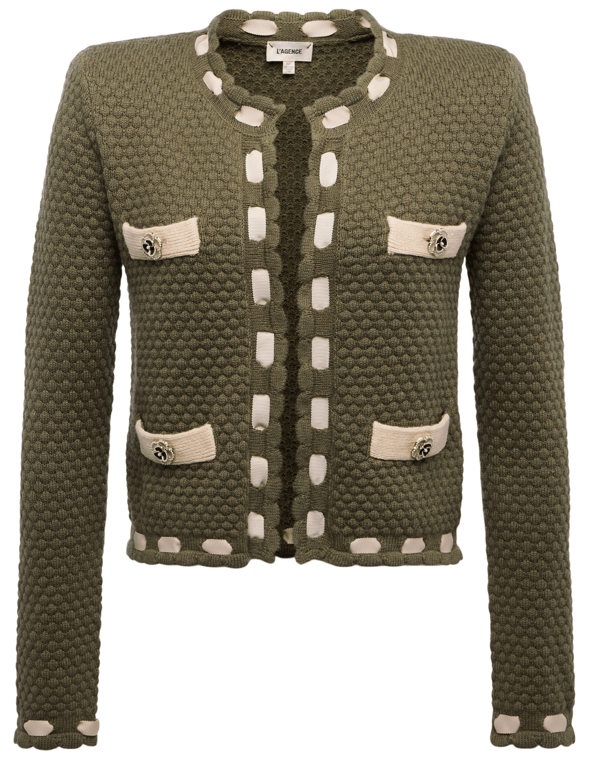 PRE-ORDER-L'AGENCE Astor Contrast Trim Cardigan