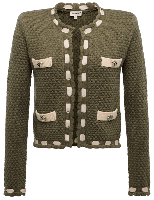 L'Agence - PRE-ORDER-L'AGENCE Astor Contrast Trim Cardigan - Buy Online