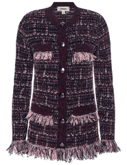 PRE-ORDER-L'AGENCE Kastoria Fringe Cardigan in Black Dark Malbec Midnight