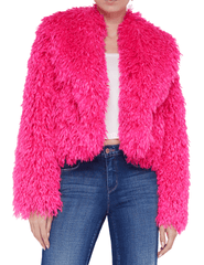 L'Agence Davy Cropped Faux Fur Jacket