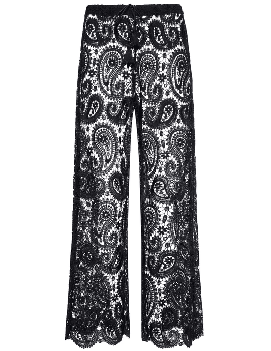 L'Agence Geraldine Crochet Cover-Up Pant in Black