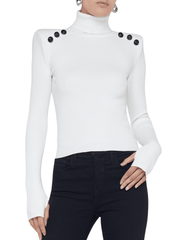 L'Agence Reeves Shoulder Pad Button Detail Turtleneck