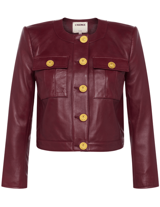 L'Agence - L'AGENCE Deidra Collarless Leather Jacket - Buy Online