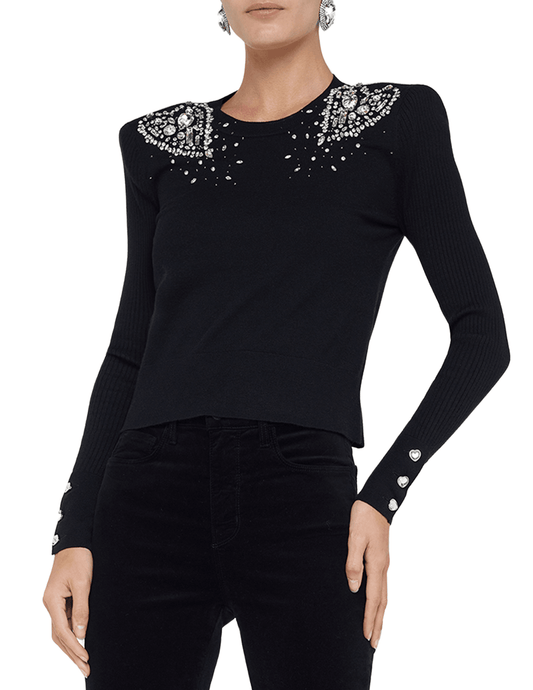 L'Agence Cesca Crystal Heart Crop Crew