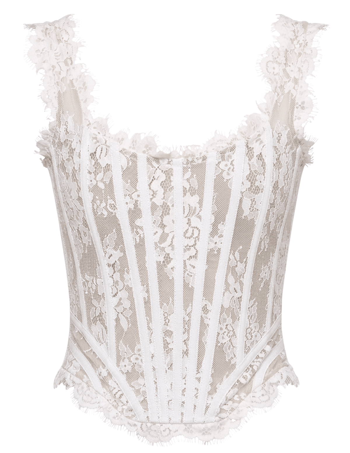 PRE-ORDER-Giuseppe Di Morabito Square Neck Lace Bustier in Off White