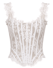 PRE-ORDER-Giuseppe Di Morabito Square Neck Lace Bustier in Off White