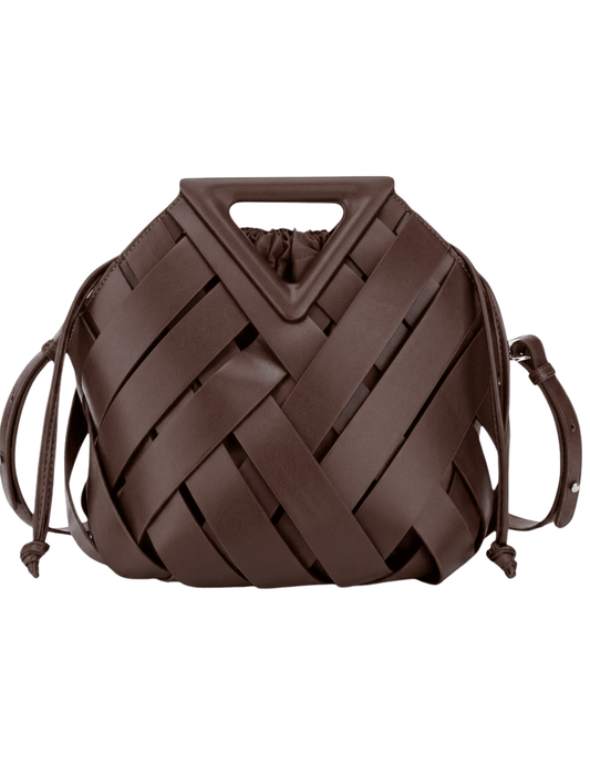PRE-ORDER-Austin Blaze Daphne Woven Top Handle Bag in Chocolate