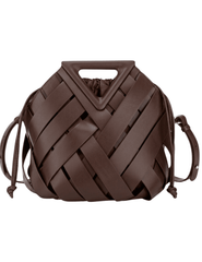 PRE-ORDER-Austin Blaze Daphne Woven Top Handle Bag in Chocolate