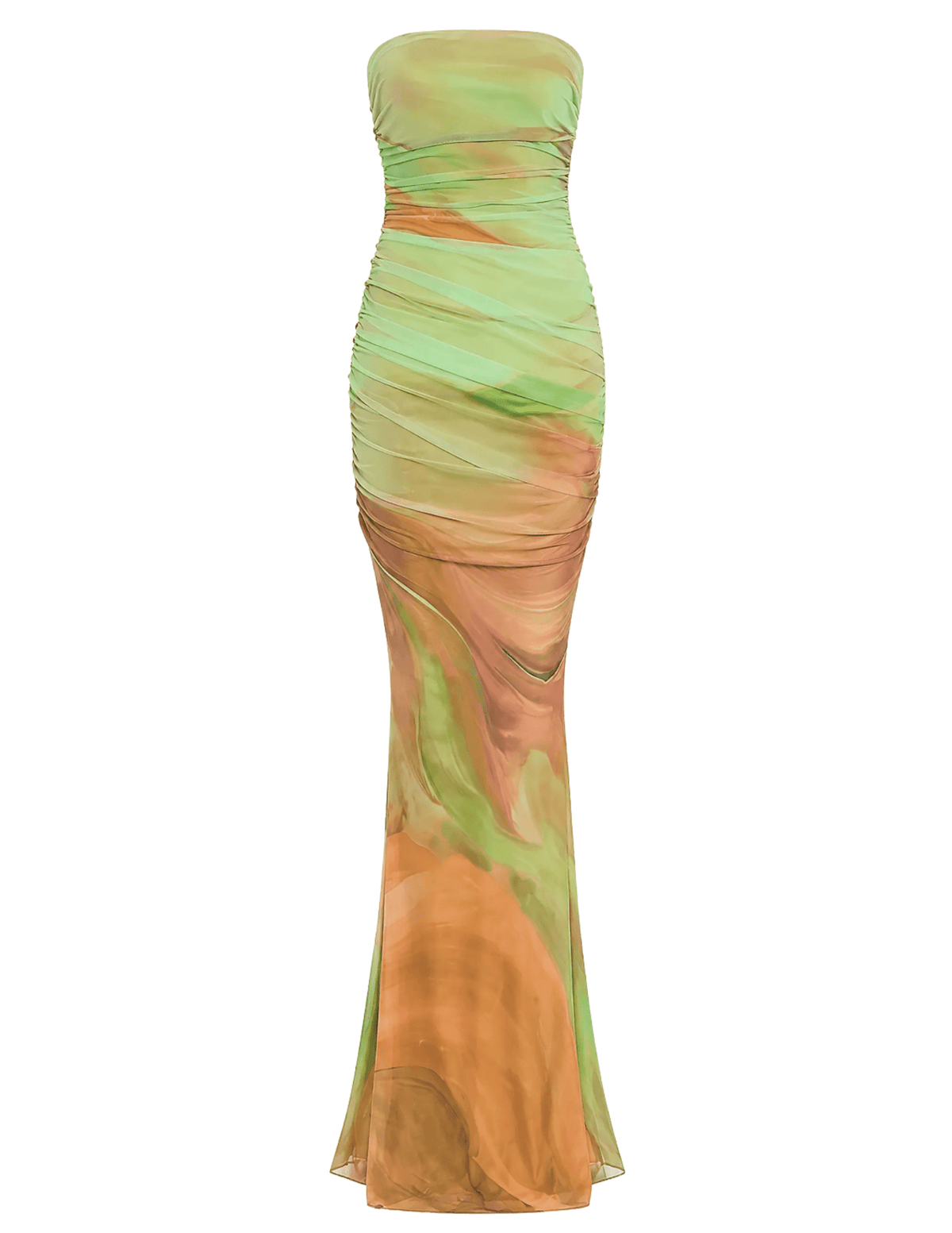 PRE-ORDER-Retrofête Isadore Mesh Strapless Maxi Dress in Pera Brushstroke