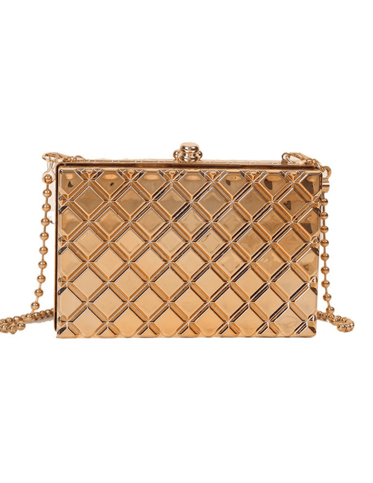 Fleur de Camélia Metallic Geometric Clutch