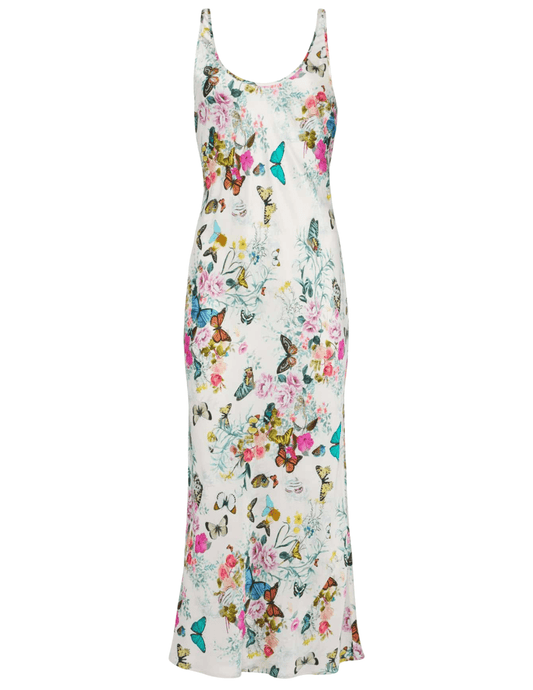 L'Agence - L'AGENCE Akiya Scoop Neck Midi Dress in Vintage White Multi Charonda Butterly-SALE - Buy Online
