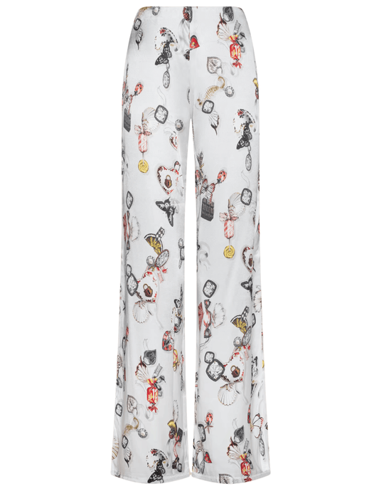 L'Agence - PRE-ORDER-L'AGENCE Kimia Satin Wide Leg Pant in Ecru Multi Butterfly Print - Buy Online