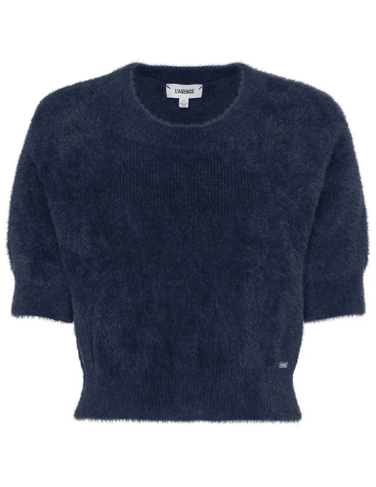 L'AGENCE Guinevere Short Sleeve Crop Sweater in Midnight
