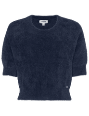 L'AGENCE Guinevere Short Sleeve Crop Sweater in Midnight