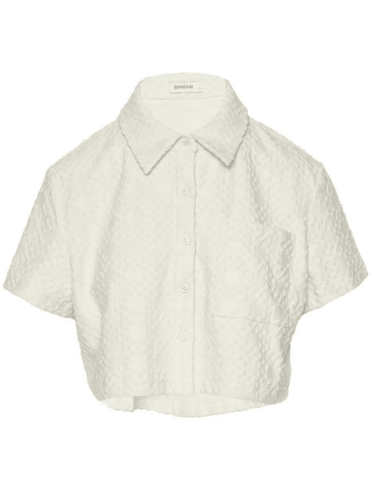 Simkhai Ireland Short Sleeve Cropped Textured Shirt