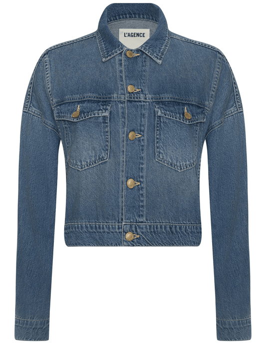 L'AGENCE Vianney Hi-Lo Denim Jacket in Fargo