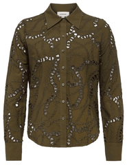 L'AGENCE Ellery Eyelet Long Sleeve Blouse in Pine-SALE
