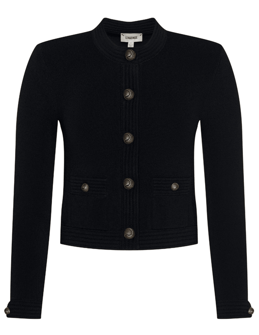 L'AGENCE Patsy Cropped Cardigan in Black