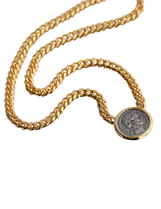 Fleur de Camélia Vintage Coin Chain Necklace