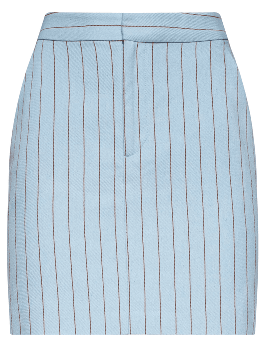 L'Agence - PRE-ORDER-L'AGENCE Vera Tailored Mini Skirt in Light Blue Sienna Pinstripe - Buy Online