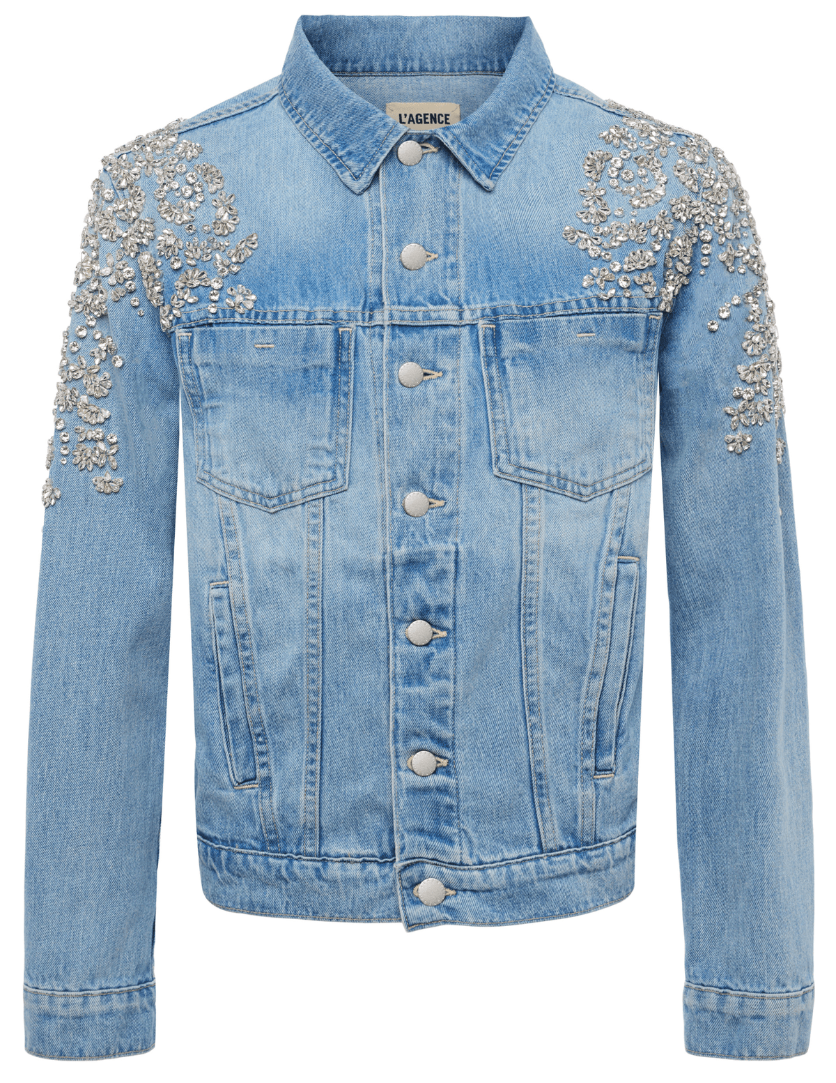 PRE-ORDER-L'Agence Mack Embellished Oversized Denim Jacket