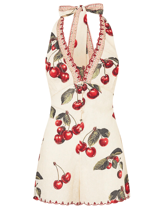 PRE-ORDER-Camilla Button Front Halter Playsuit