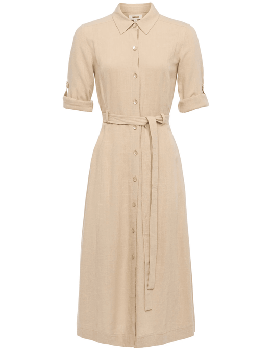 L'Agence Malika Linen Blend Shirt Dress