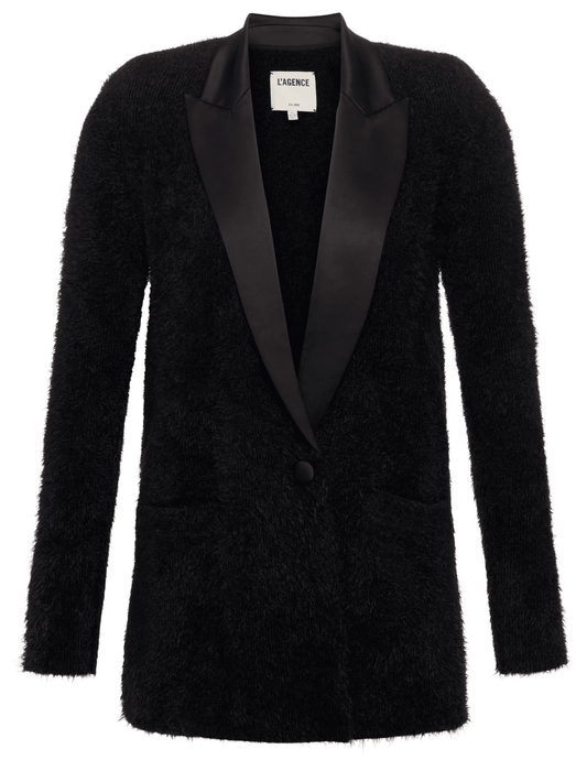 L'Agence Baileigh Satin Lapel Knit Blazer