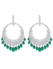 Fleur de Camélia Alani CZ Earrings in Silver & Green