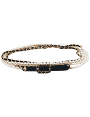 Fleur de Camélia Caity Pearl Chain Wrap Belt in Black