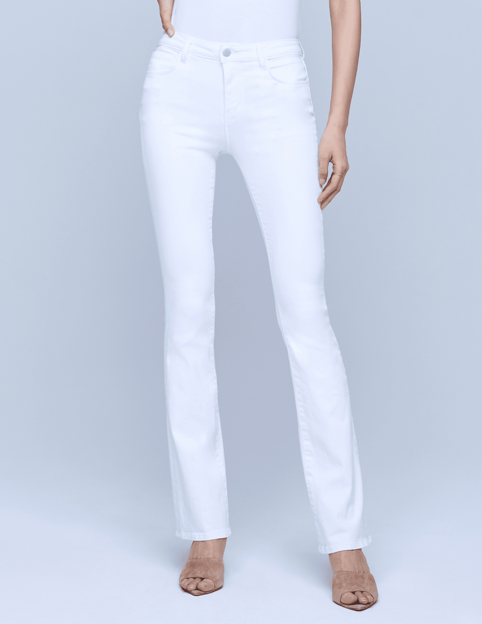 L'Agence - L'Agence Selma High Rise Baby Boot-Cut Jeans In Blanc - Buy Online
