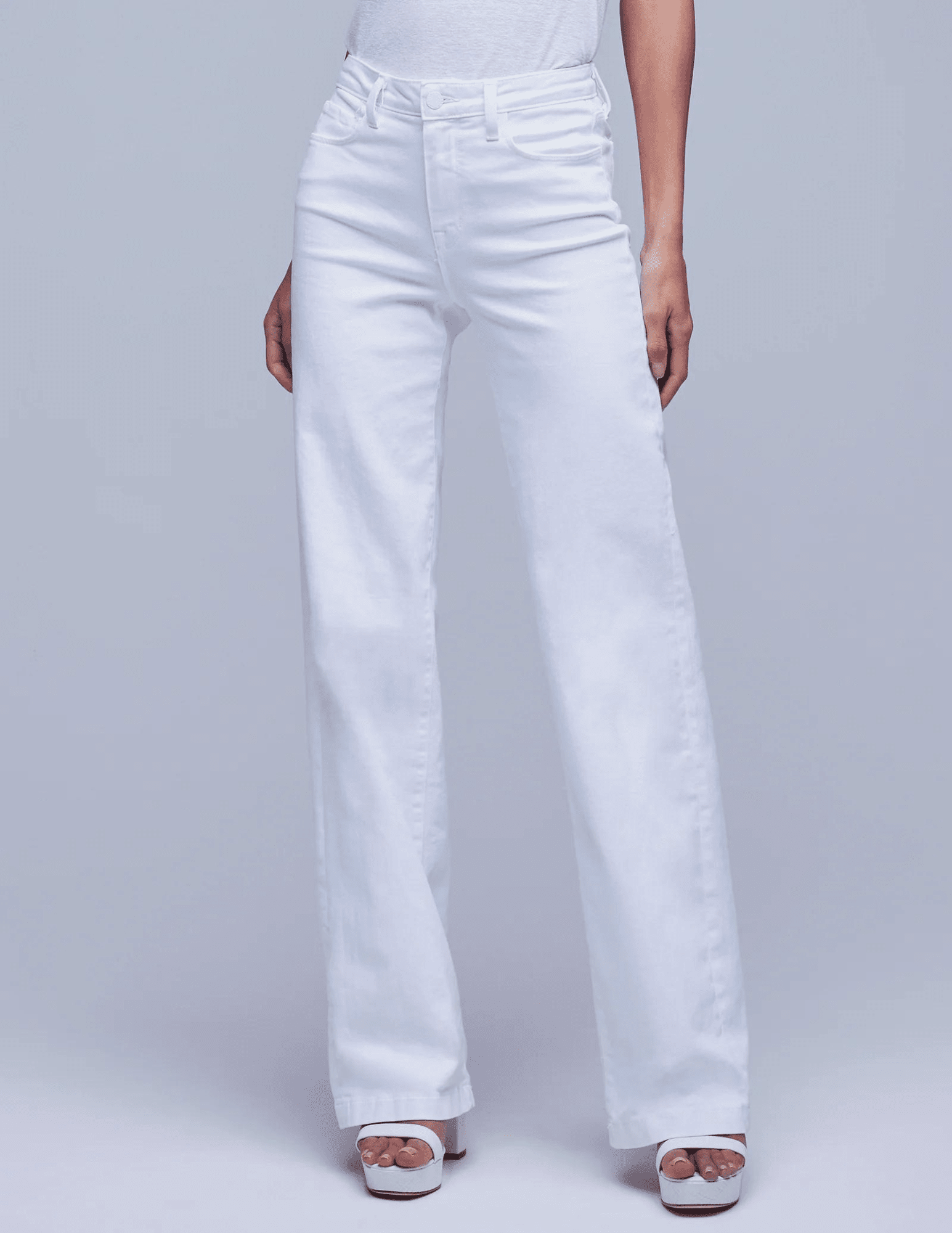 L'Agence - L'Agence Clayton High Rise Wide Leg Jean In Blanc In Blanc - Buy Online
