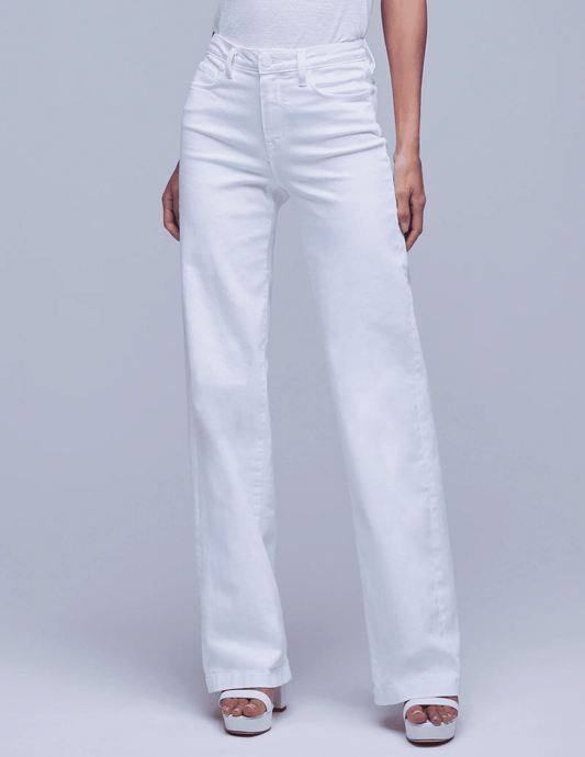 L'Agence - L'Agence Clayton High Rise Wide Leg Jean In Blanc In Blanc - Buy Online
