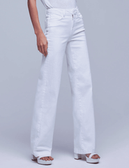 L'Agence - L'Agence Clayton High Rise Wide Leg Jean In Blanc In Blanc - Buy Online