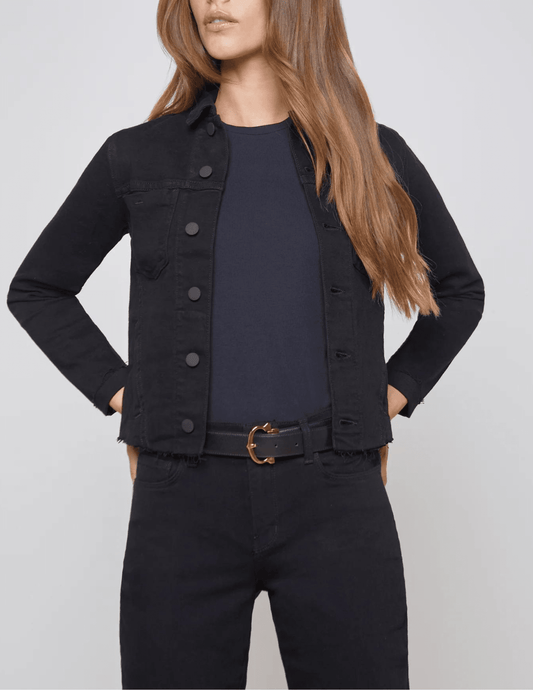 L'Agence - L'Agence Janelle Slim Raw Jacket In Saturated Black - Buy Online