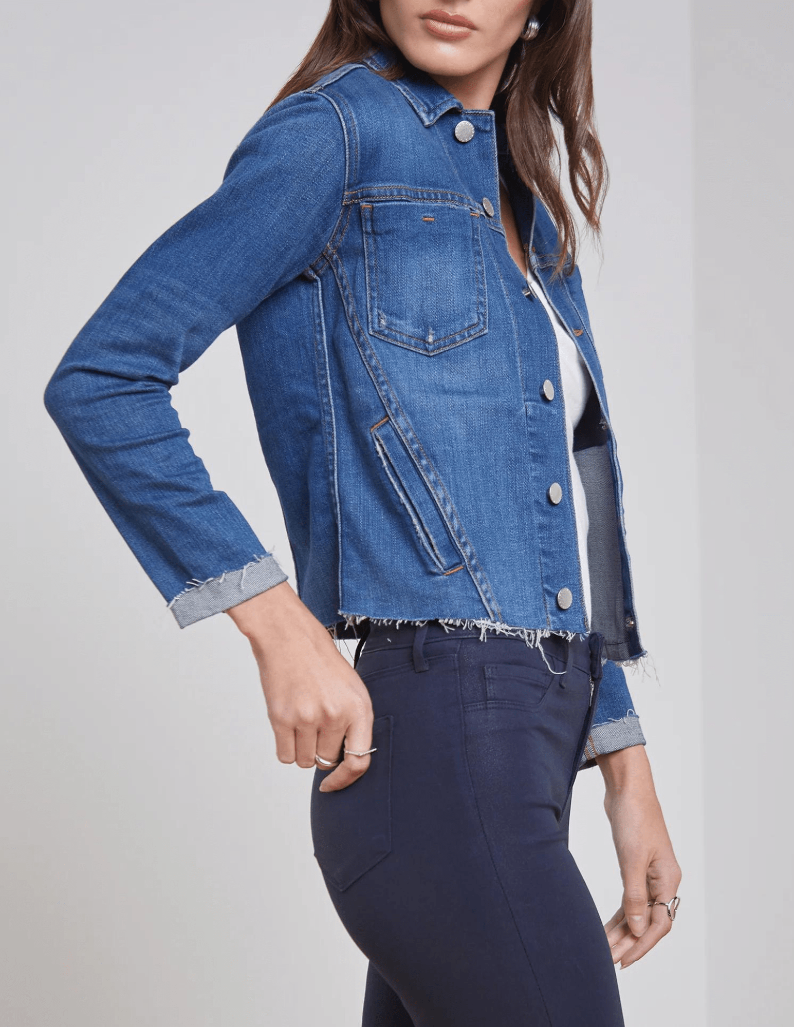 L'Agence - L'Agence Janelle Slim Raw Jacket In Authentique - Buy Online