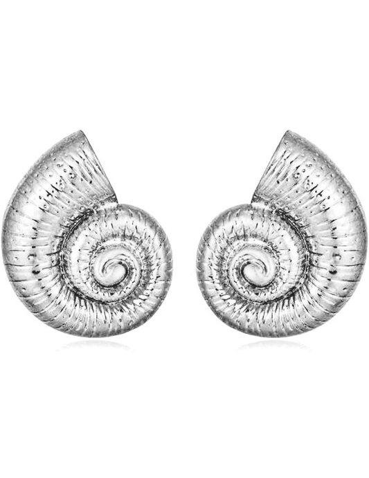 St. Barths La Robe - St. Barths La Robe Nautilus Silver Seashell Earrings - Buy Online