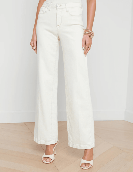 L'Agence - L’AGENCE Scottie High Rise Wide Leg Jeans In Macadamia - Buy Online