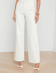 L'Agence - L’AGENCE Scottie High Rise Wide Leg Jeans In Macadamia - Buy Online